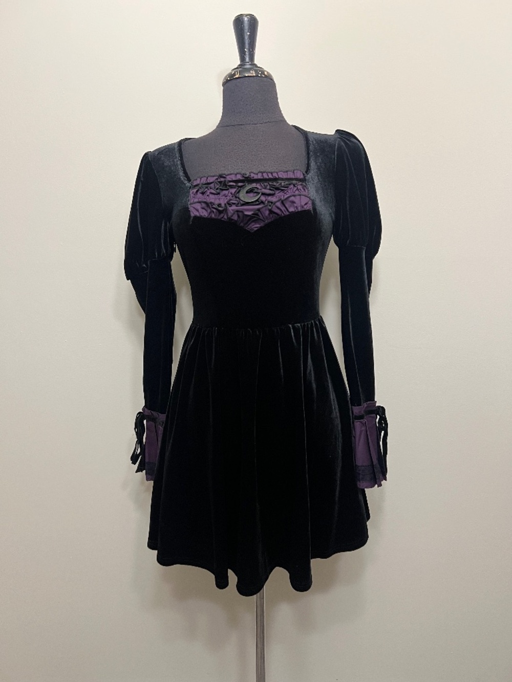 Dark in Love Velvet Purple Detail Mini Dress